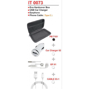 [OEM Gadget Set] Eva Hardcover Box / USB Car Charger / Earphone / Phone Cable - IT0073